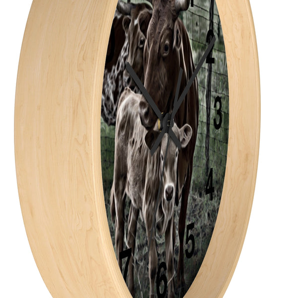 Long horn cow and calf wall clock perfect modern farmhouse decor