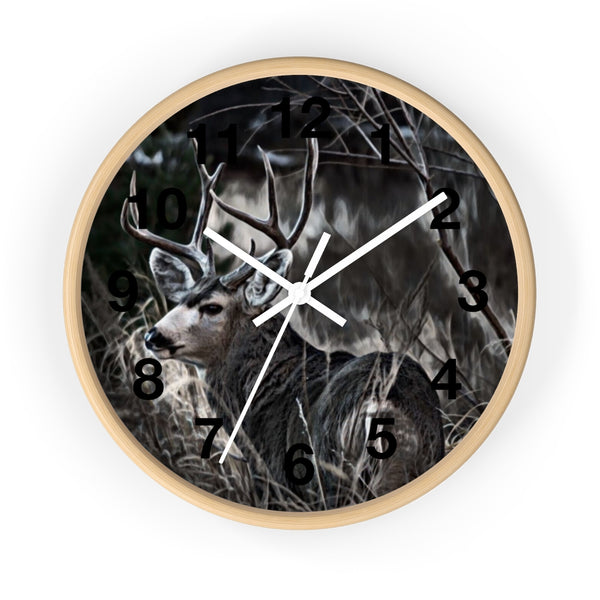 mule deer hunting wall clock