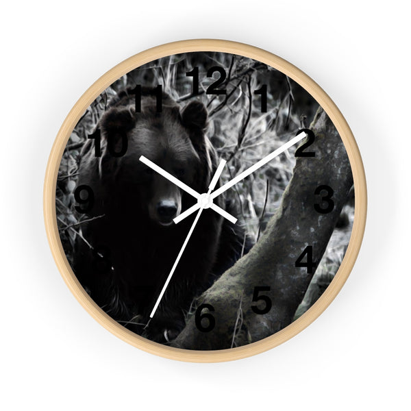 bear in the woods wall clock