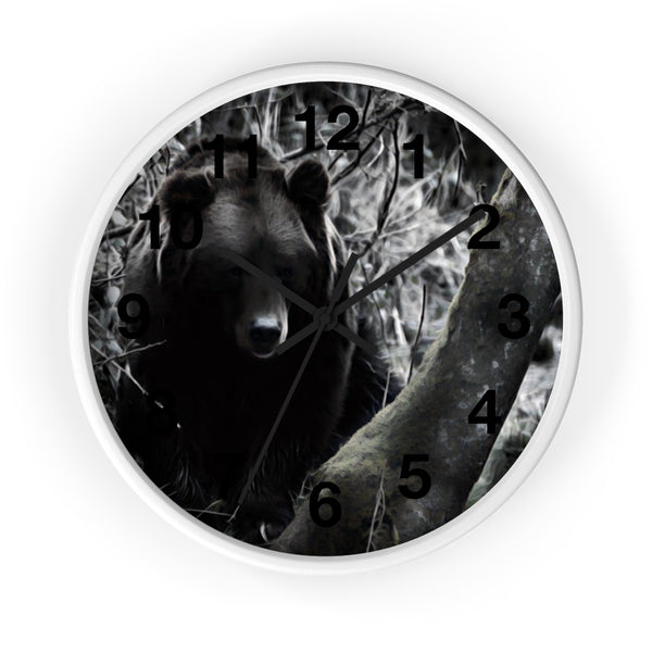 bear in the woods wall clock