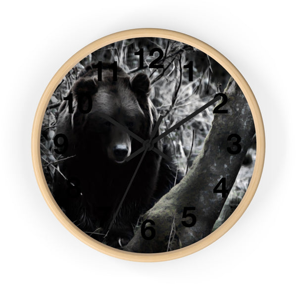 bear in the woods wall clock
