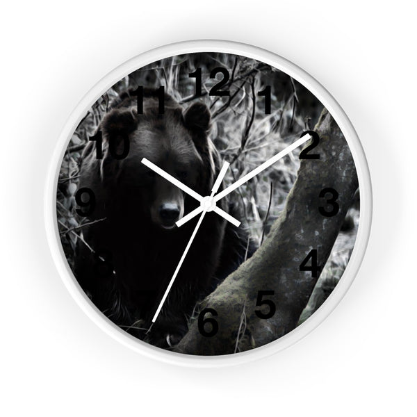 bear in the woods wall clock