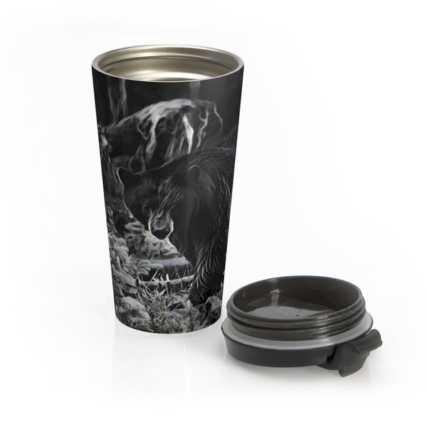 Black bear mug, stainless steel travel mug