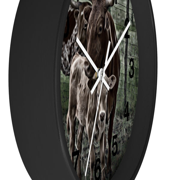 Long horn cattle wall clock perfect for any farm house