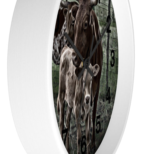 Long horn calf wall clock perfect farmhouse wall decor