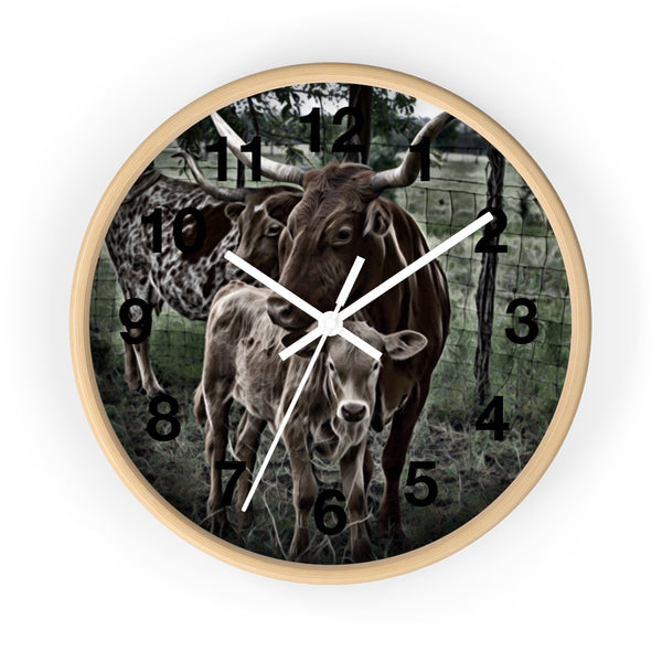 Long horn cattle wall clock perfect for any farm house