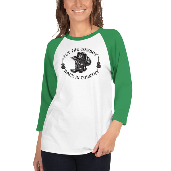 Country Music Cowboy 3/4 Sleeve Raglan Shirt