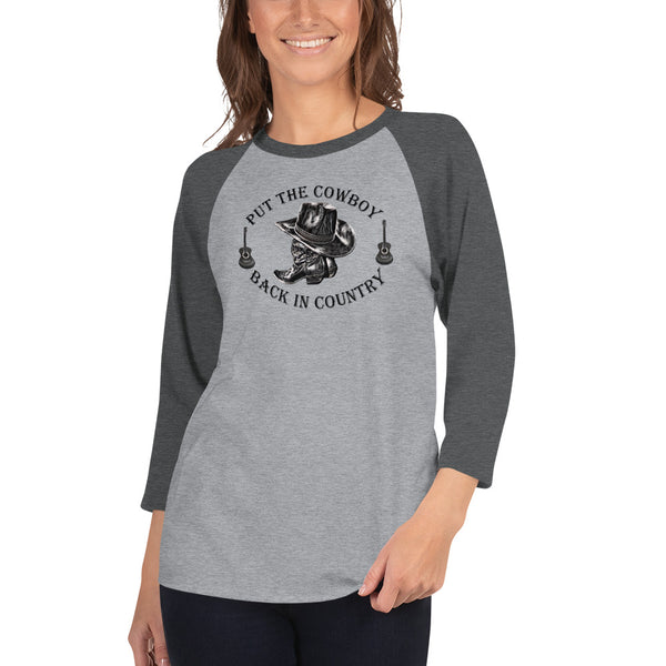 Country Music Cowboy 3/4 Sleeve Raglan Shirt