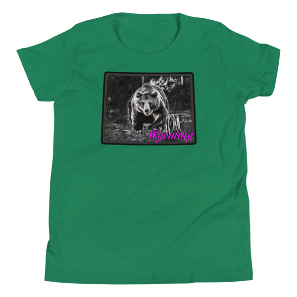 Wyoming Bear Youth Girls Short Sleeve T-Shirt