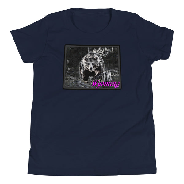 Wyoming Bear Youth Girls Short Sleeve T-Shirt