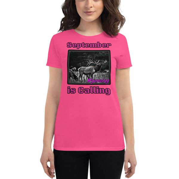 Wyoming Elk Hunting Women's Short Sleeve T-Shirt