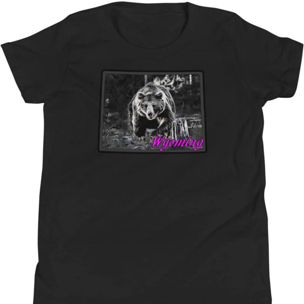 Wyoming Bear Youth Girls Short Sleeve T-Shirt