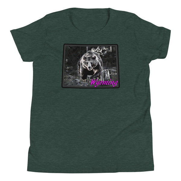 Wyoming Bear Youth Girls Short Sleeve T-Shirt
