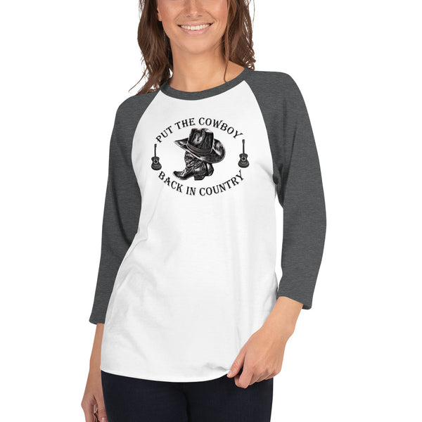 Country Music Cowboy 3/4 Sleeve Raglan Shirt