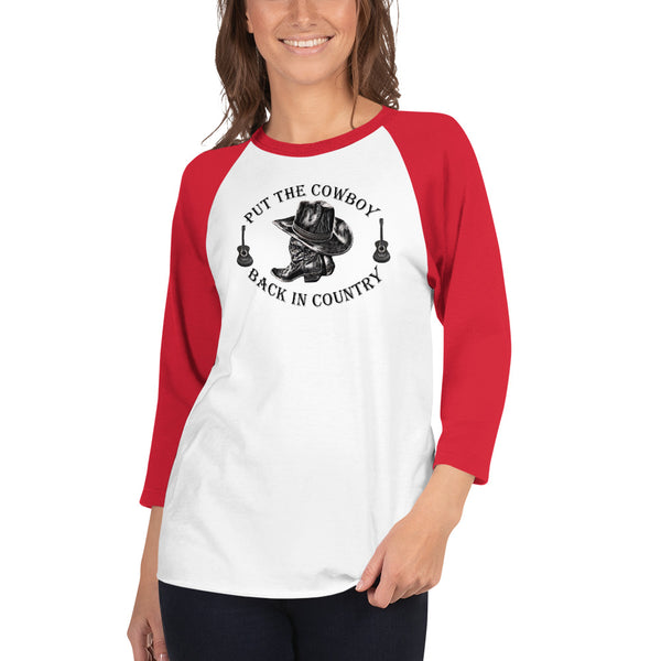 Country Music Cowboy 3/4 Sleeve Raglan Shirt