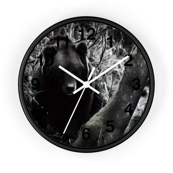bear in the woods wall clock
