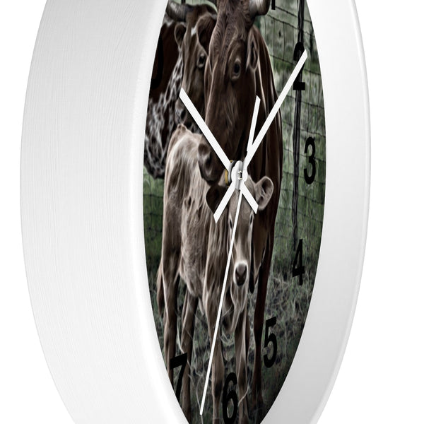Long horn cattle wall clock perfect for any farm house