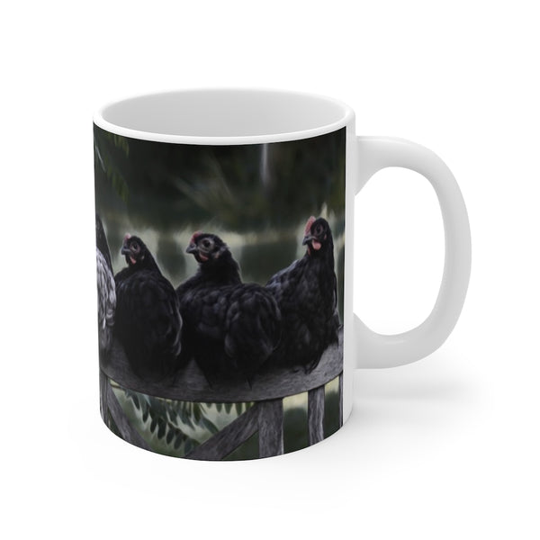 Chickens On Fence Coffee Mug