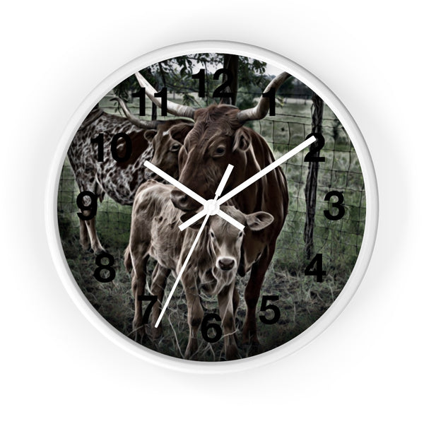 Long horn cow and calf wall clock perfect modern farmhouse decor