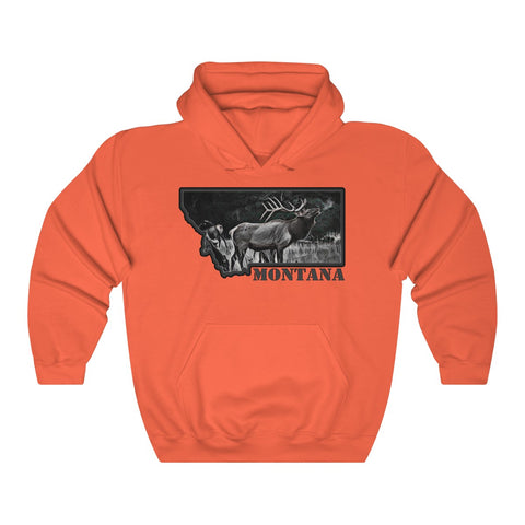 Montana Elk Hunters Orange Safety Green Heavy Blend™ Hooded Sweatshirt