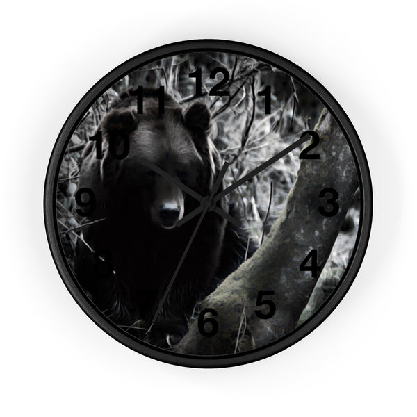 bear in the woods wall clock