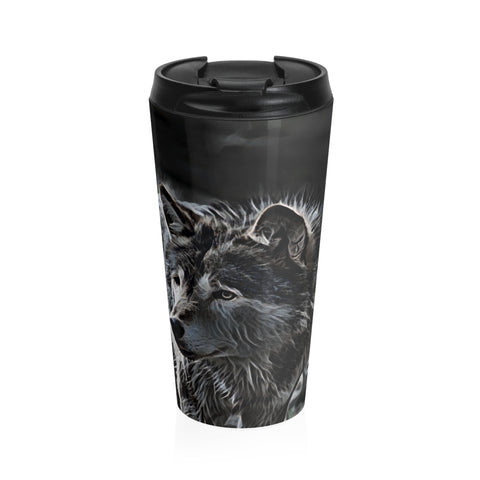 Wolf mug, wildlife travel coffee mug