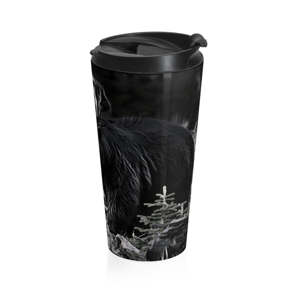 Black bear mug, stainless steel travel mug