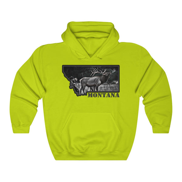 Montana Elk Hunters Orange Safety Green Heavy Blend™ Hooded Sweatshirt