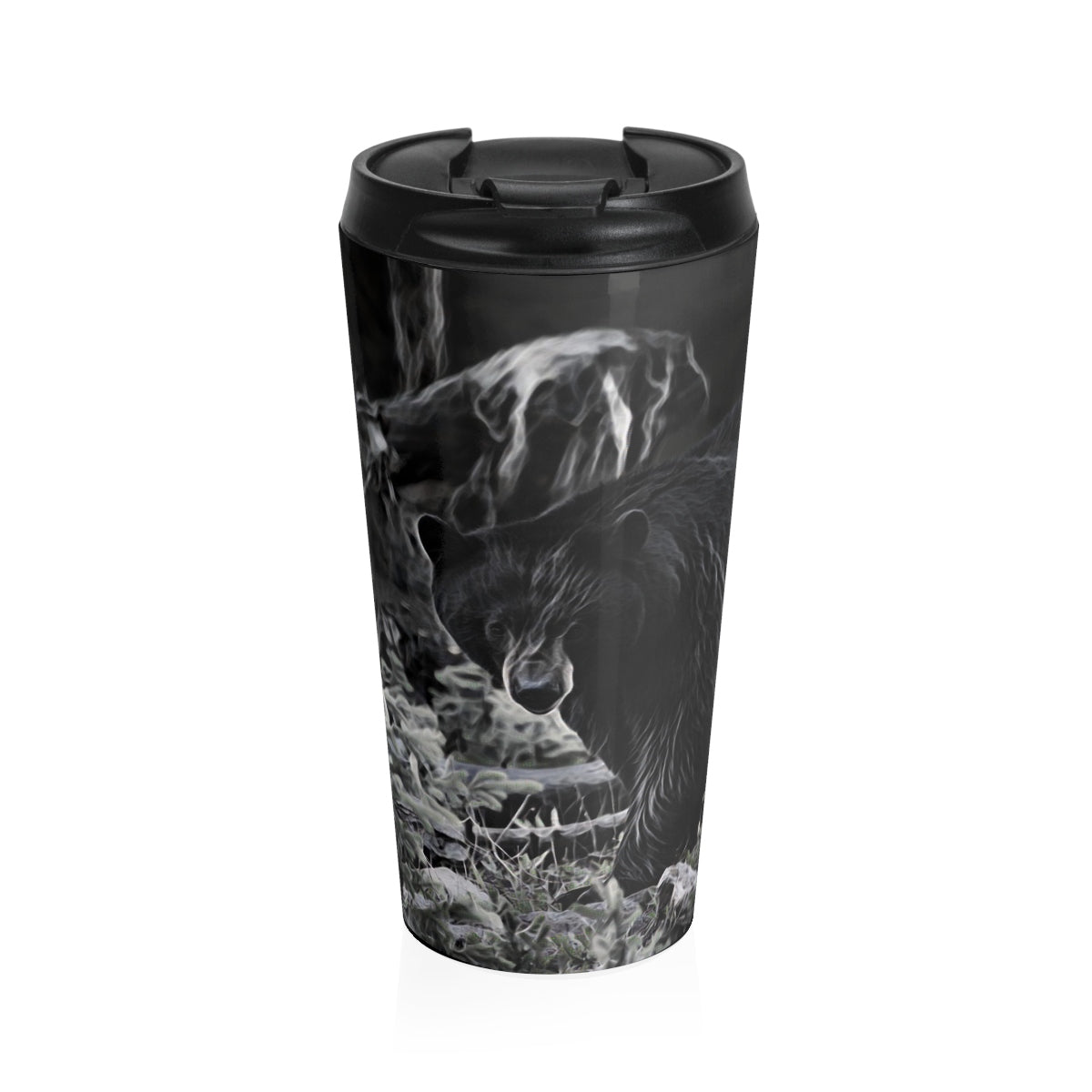 Black bear wildlife coffee mug, stainless steel travel mug