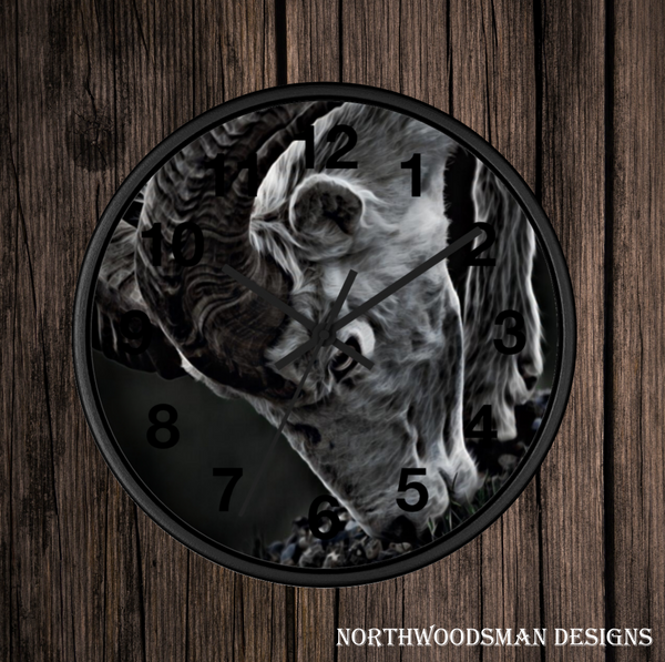 dall sheep wall clock perfect for any cabin in the mountains, mountain sheep wall clock perfect for your rustic home