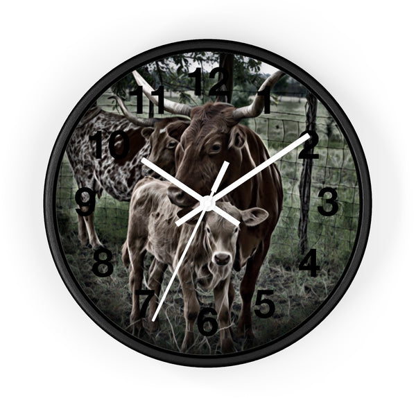 Long horn cow and calf wall clock perfect modern farmhouse decor