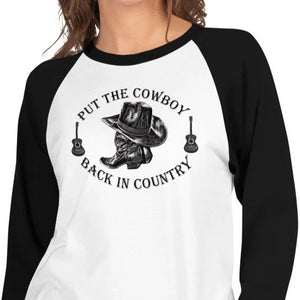 Country Music Cowboy 3/4 Sleeve Raglan Shirt